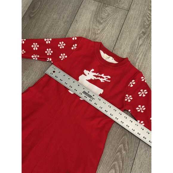 Girls Sweater Dress 10-12 Red White Reindeer Christmas Holiday Party Large - Picture 6 of 8